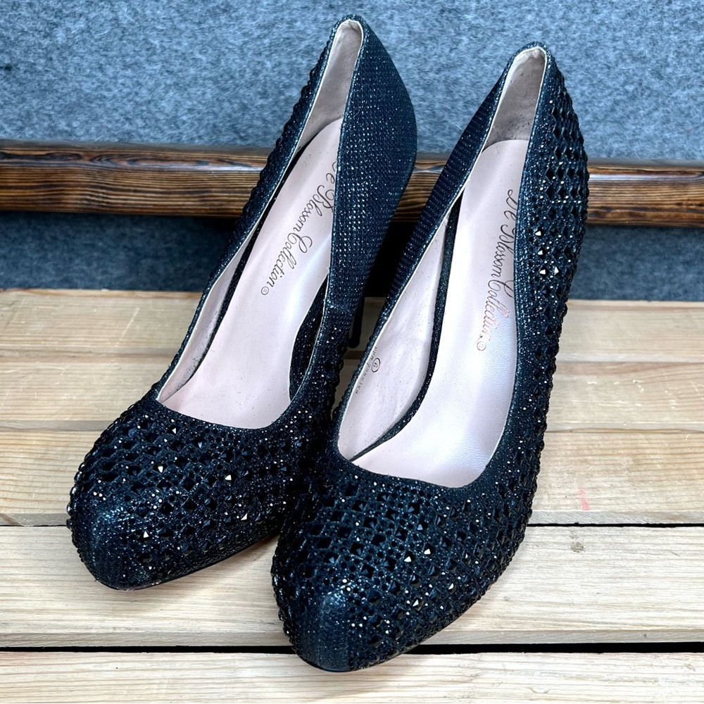 Black Rhinestone Crystals Black Heels